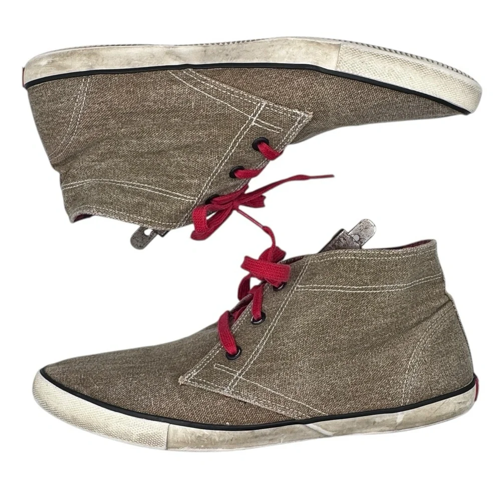 Woolrich Men’s Brown Chukka Canvas Boots with Red Laces - Size 11.5